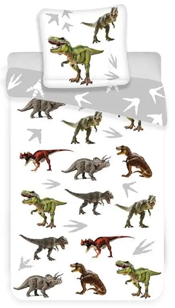 Billede af Dinosaur sengetøj voksen - 140x200 cm - Dinosaur sengesæt - 100% bomuld - Dynebetræk med 2 design